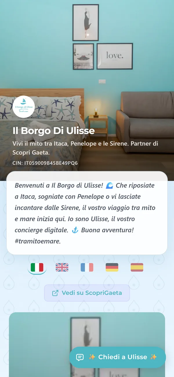 La guida digitale del Borgo di Ulisse aperta dal telefono
