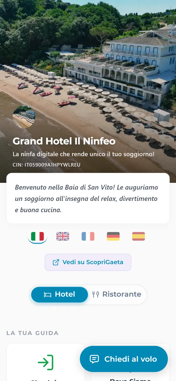Die digitale Gästemappe des Grand Hotel Il Ninfeo auf dem Handy