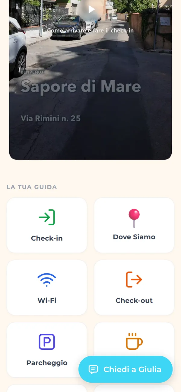 Il video su come arrivare e fare il check-in e la griglia della guida di Sapore di Mare