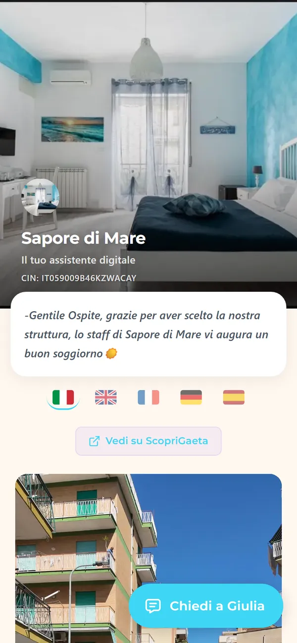 Die digitale Gästemappe von Sapore di Mare auf dem Handy